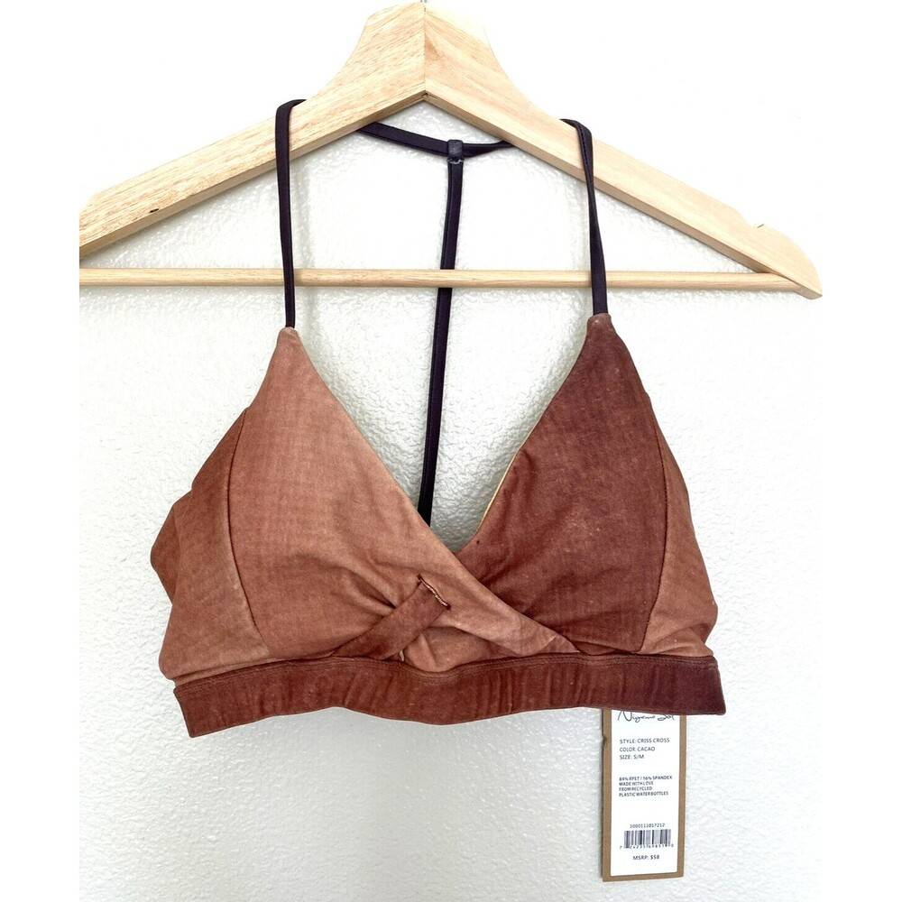 Niyama Sol Sports Bra Small/Medium Brown Criss Cross Open Back Padded